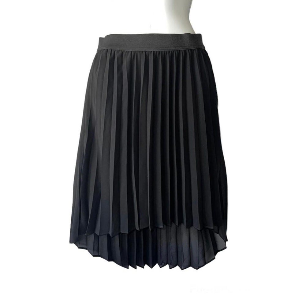 Asymmetrical Black Pleated Skirt